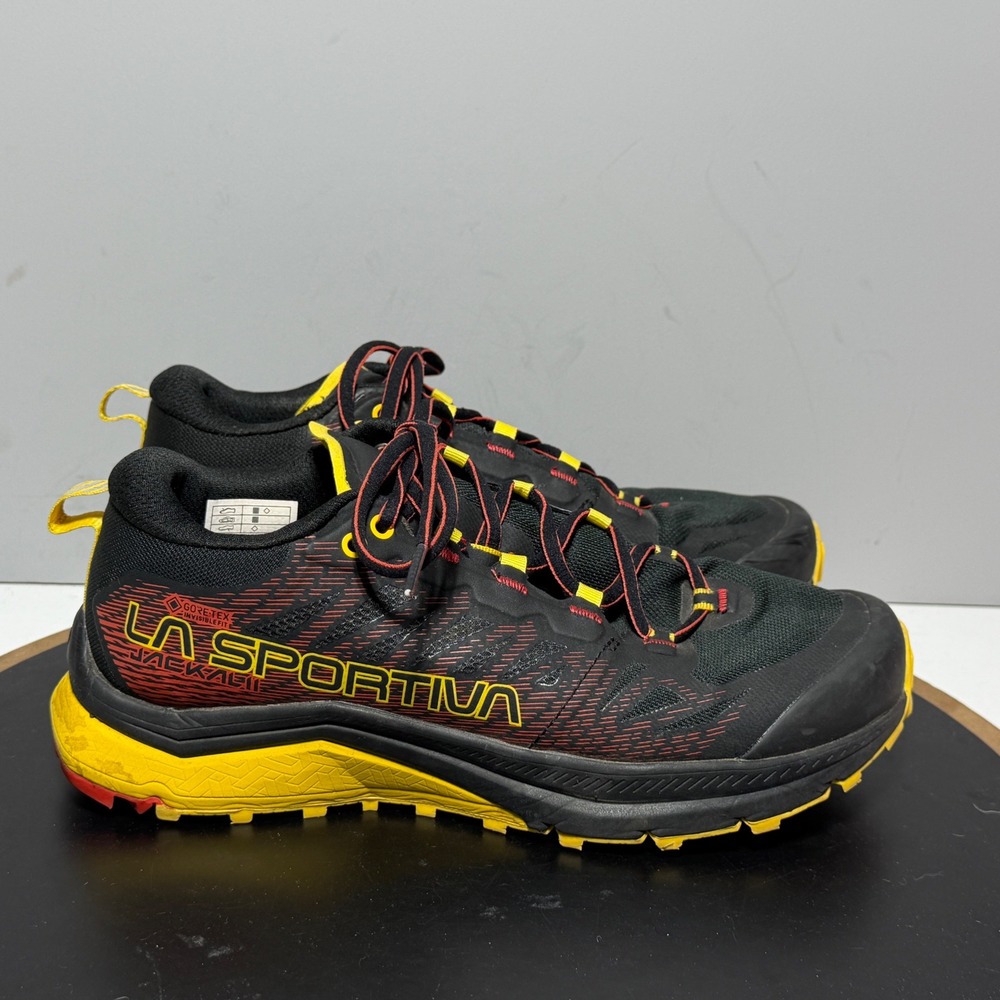 La Sportiva Jackal II GTX Men 6.5 Trail Running Black Yellow Red Goretex Gorp